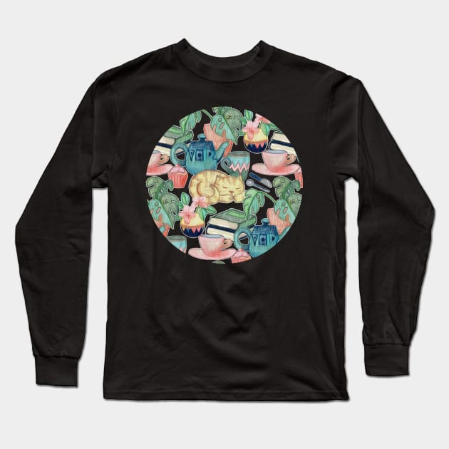 Lazy Afternoon - a chalk pastel illustration pattern Long Sleeve T-Shirt by micklyn